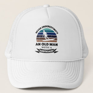 Oud Man met Surfboard Funny Gift Dad Trucker Pet