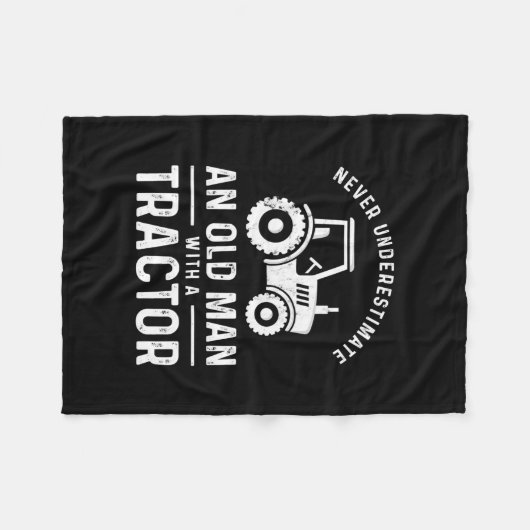 oud man met trekker voor mannelijke landbouwers fleece deken (Voorkant (Horizontaal))