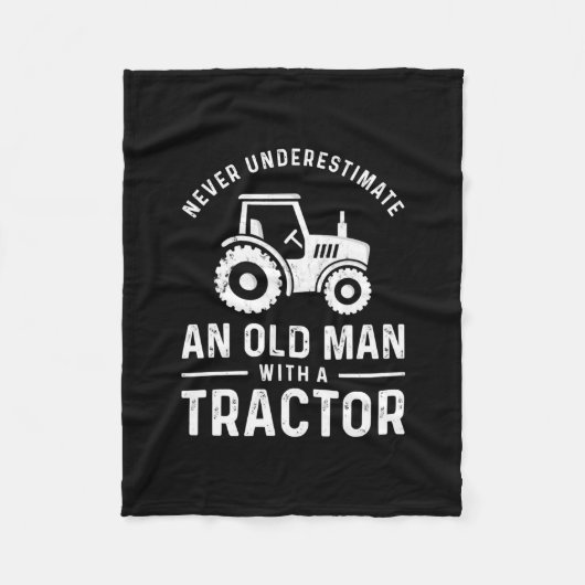 oud man met trekker voor mannelijke landbouwers fleece deken (Voorkant)