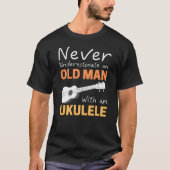 Oud Man met Ukulele T-shirt (Voorkant)