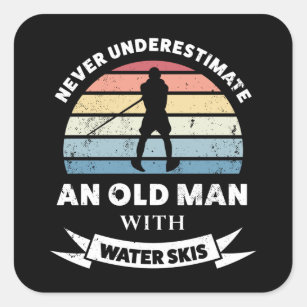 Oud Man met water Vierkante Sticker