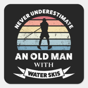 Oud Man met water Vierkante Sticker