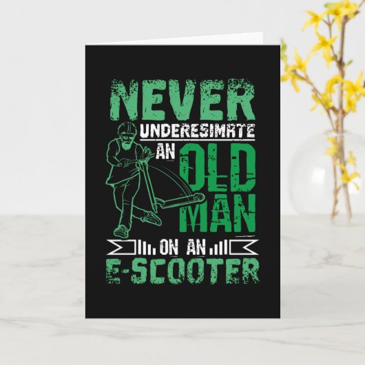 Oud Man op E-scooter Kaart (Gele Bloem)