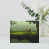 Oud man op een fiets briefkaart (Staand voorkant)