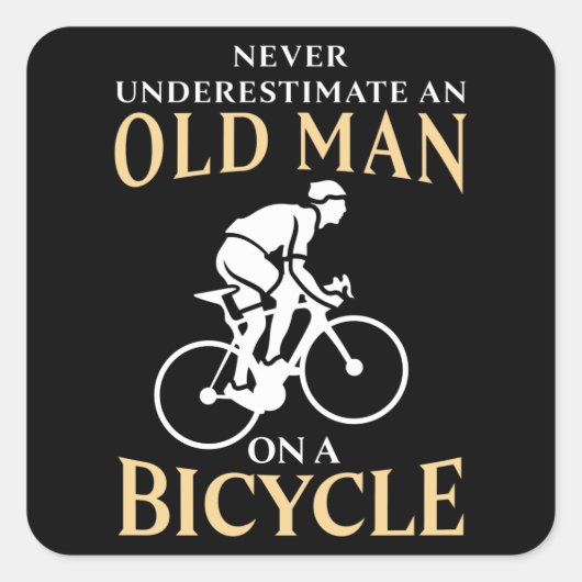 Oud Man op een fiets Cycling Cycling Cycling Vierkante Sticker (Voorkant)