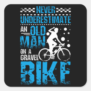 Oud Man op een grindbike Vierkante Sticker