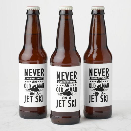 Oud Man op een Jet Ski Bier Etiket (Flessen)