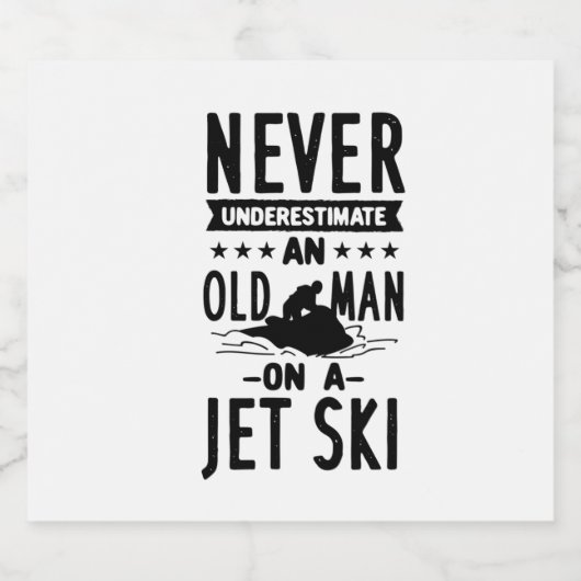 Oud Man op een Jet Ski Bier Etiket (Enkel label)