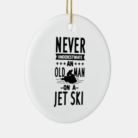 Oud Man op een Jet Ski Keramisch Ornament (Rechts)