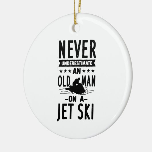 Oud Man op een Jet Ski Keramisch Ornament (Links)