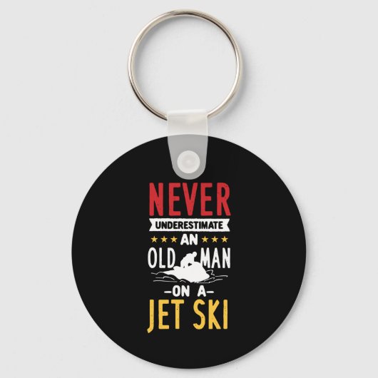 Oud Man op een Jet Ski Sleutelhanger (Voorkant)