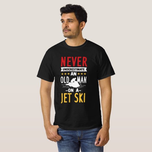 Oud Man op een Jet Ski T-shirt (Voorkant volledig)