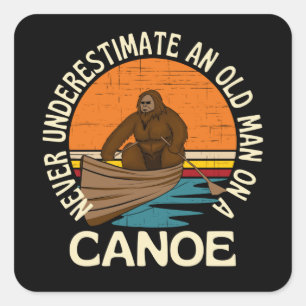 Oud Man op een    kanoe-oerketel Vierkante Sticker