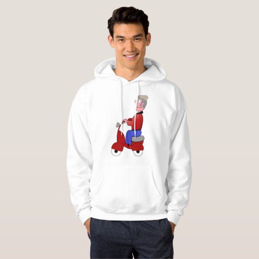 Oud Man op een scooter Mannen hoodie (Voorkant volledig)