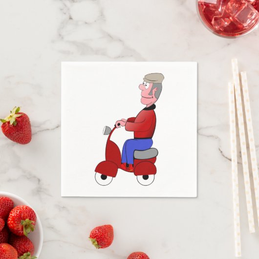 Oud Man op een scooter papieren servetten (Insitu)