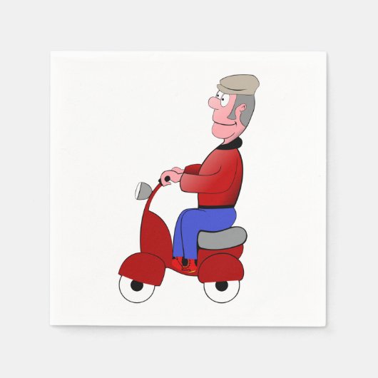Oud Man op een scooter papieren servetten (Voorkant)