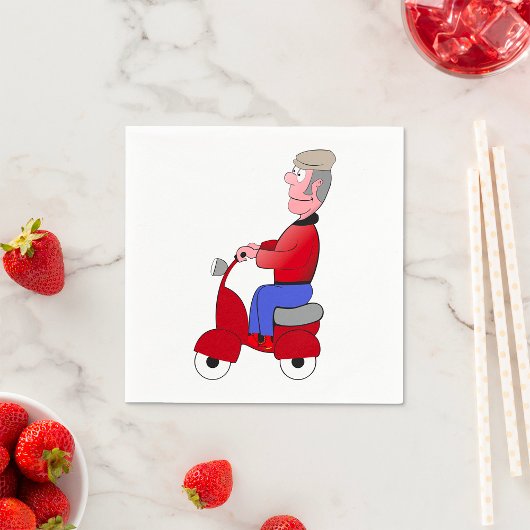 Oud Man op een scooter papieren servetten