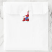 Oud Man op een scootersticker Ronde Sticker (Tas)