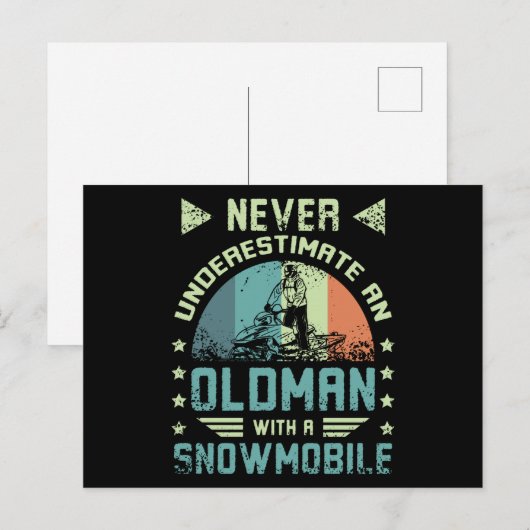 Oud Man op een sneeuwband Briefkaart (Voorkant / Achterkant)
