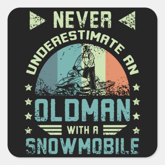Oud Man op een sneeuwband Vierkante Sticker (Voorkant)