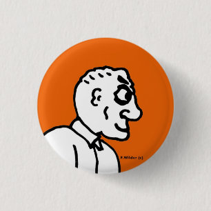 Oud Man op oranje veld Ronde Button 3,2 Cm