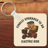 Oud Man op scooter Sleutelhanger (Voorkant)