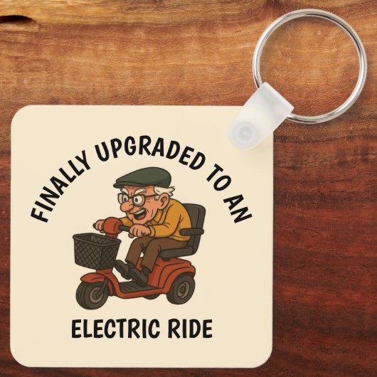 Oud Man op scooter Sleutelhanger (Achterkant)