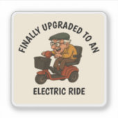 Oud Man op scooter Sticker (Voorkant)