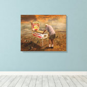 Oud Man Pinball spelen in de Outback Surreal Art Canvas Afdruk (Insitu (Houten vloer))