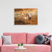Oud Man Pinball spelen in de Outback Surreal Art Canvas Afdruk (Insitu (Woonkamer))