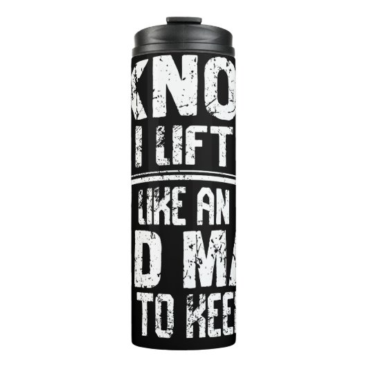 Oud Man probeert bij te blijven Thermosbeker (Voorkant)