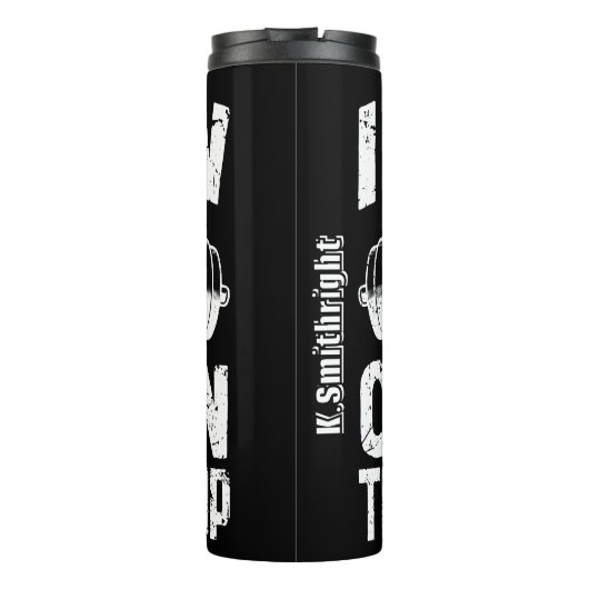 Oud Man probeert bij te blijven Thermosbeker (Achterkant)