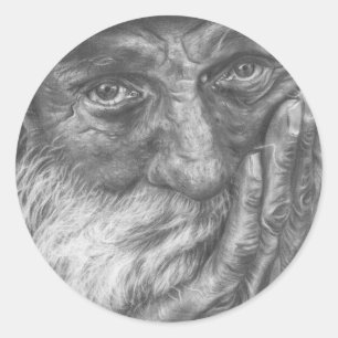 Oud man ronde sticker