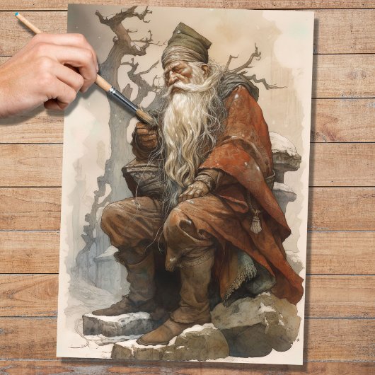 Oud Man Santa 4 Decoupage Papier