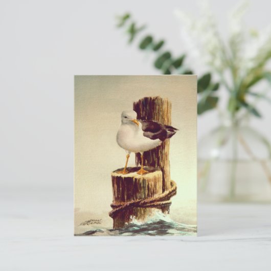 OUD MAN SEAGULL van SHARON SHARPE Briefkaart (Staand voorkant)