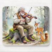 Oud Man speelt viool in het bos Muismat (Voorkant)