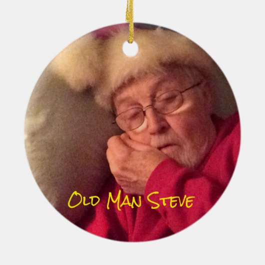 Oud Man Steve Kerstversiering Keramisch Ornament (Achterkant)