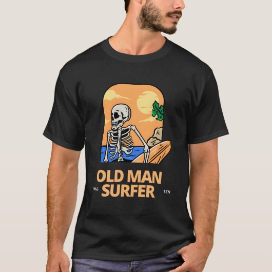 Oud Man Surfer Hang 10 T-shirt (Voorkant)