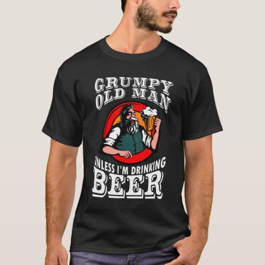 Oud Man, tenzij ik bier Drink T-shirt (Voorkant)