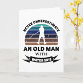 Oud Man Water Skis Funny Gift Dad Kaart (Gele Bloem)