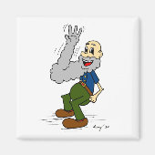Oud Man Waving Beard Magnet (Voorkant)