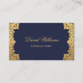 Oud marineblauw goud QR-code elegant antiek Visitekaartje (Voorkant)