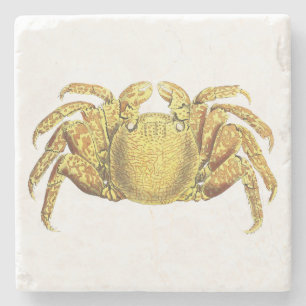 Oud maritiem bontgekleurd krab kustwanddecoratie stenen onderzetter