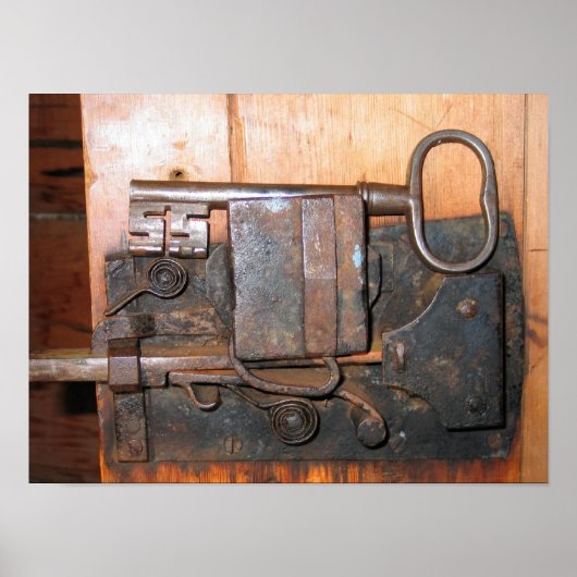 Oud messing deurslot poster (Voorkant)