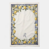 Oud Middellands Blauw & Geel Citroenpatroon Theedoek (Verticaal)