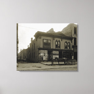 Oud Milwaukee 1912 Diller's apotheek McGreal Bldg Canvas Afdruk