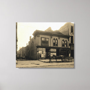 Oud Milwaukee 1912 Diller's apotheek McGreal Bldg Canvas Afdruk