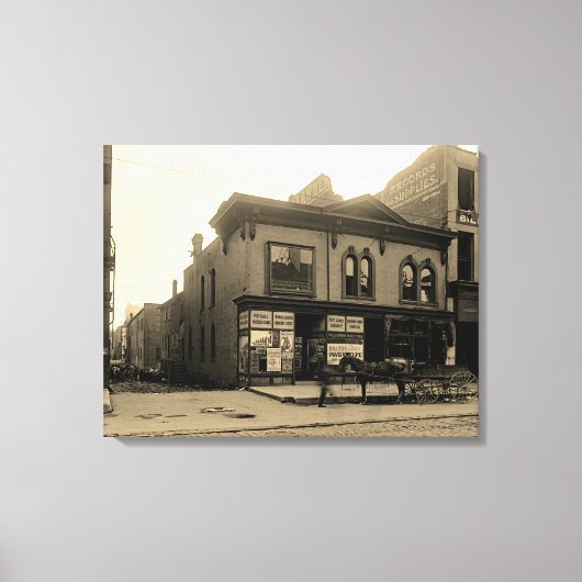 Oud Milwaukee 1912 Diller's apotheek McGreal Bldg Canvas Afdruk (Voorkant)