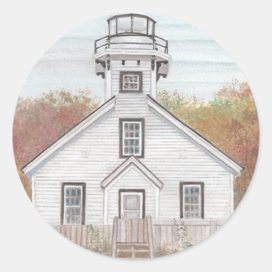 Oud Mission Point Light House Ronde Sticker (Voorkant)
