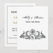 Oud Monogram met Pauwstaarten Kaart (Voorkant / Achterkant)